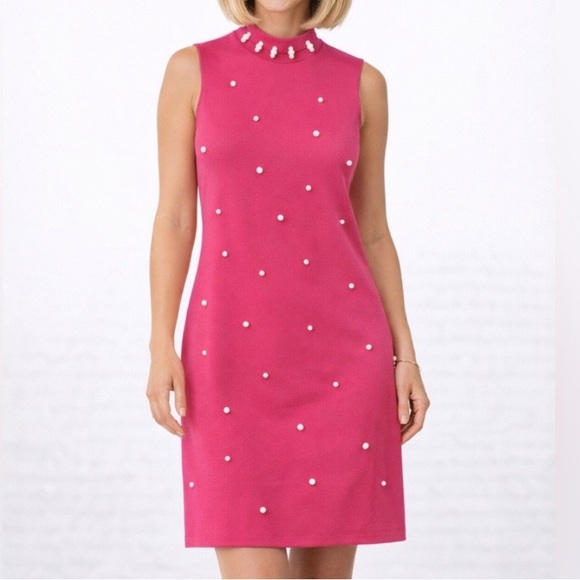 Dresses & Skirts - 🆕High neck pearl detail pink dress
